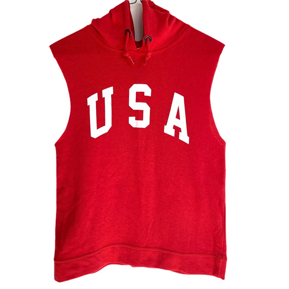USA Workout Gym Hooded Tank Top. Red.
